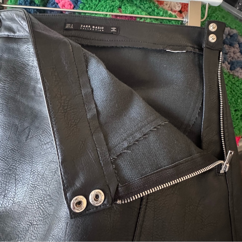 ZARA Black Leather Skirt Size S - Picture 9 of 9